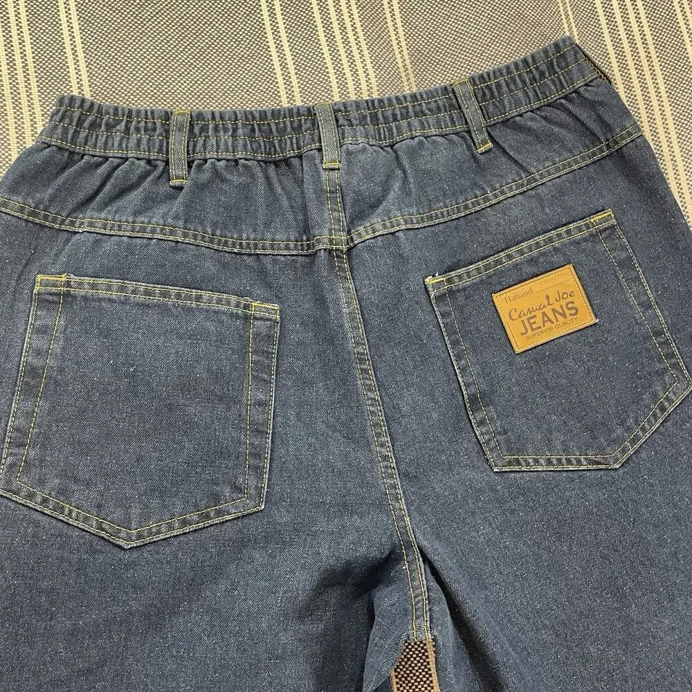 Vintage Haband Casual Joe Jeans Mens Fit 32x26 (34 Tag) Blue Denim Elastic Waist
